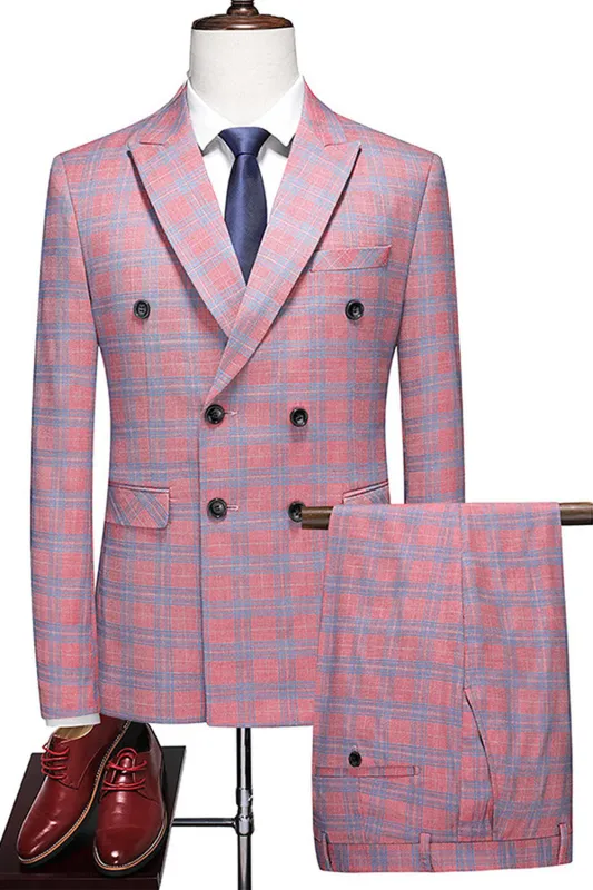 Pink Striped 2 Pieces Peaked lapel Men's Prom Suits sold by Zapaka