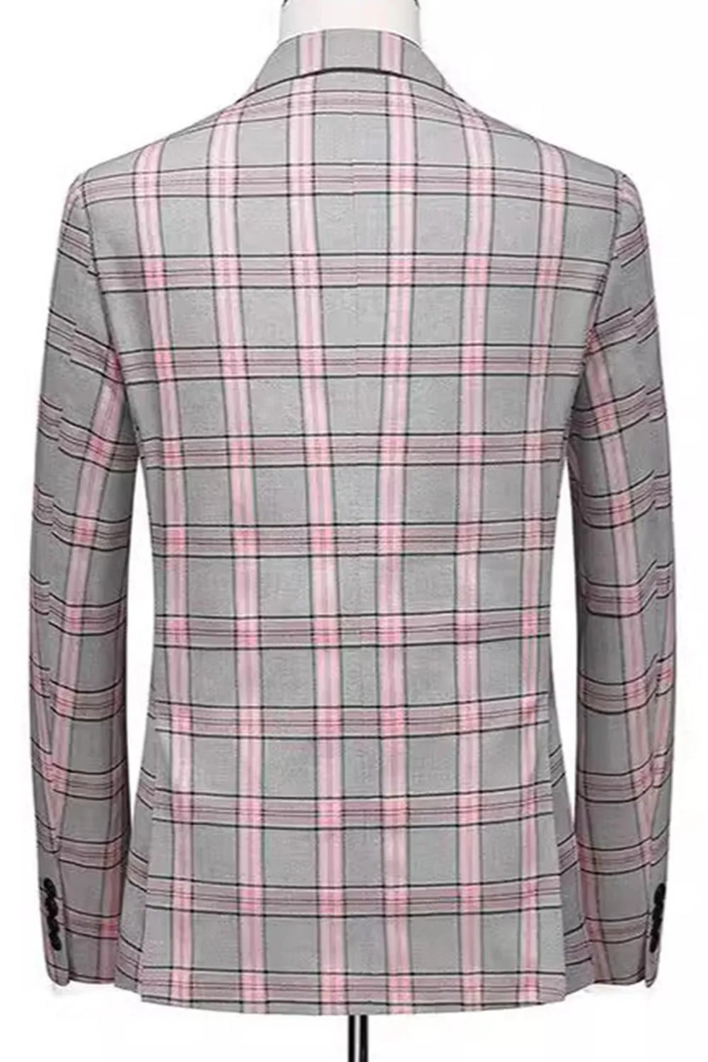 Pinkish Gray Striped 2 Pieces Peaked lapel Men's Prom Suits sold by Zapaka product image thumbnail 3
