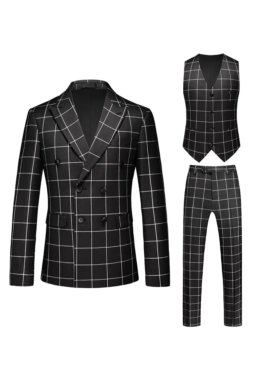 Black Striped 2 Pieces Peaked lapel Men's Prom Suits sold by Zapaka