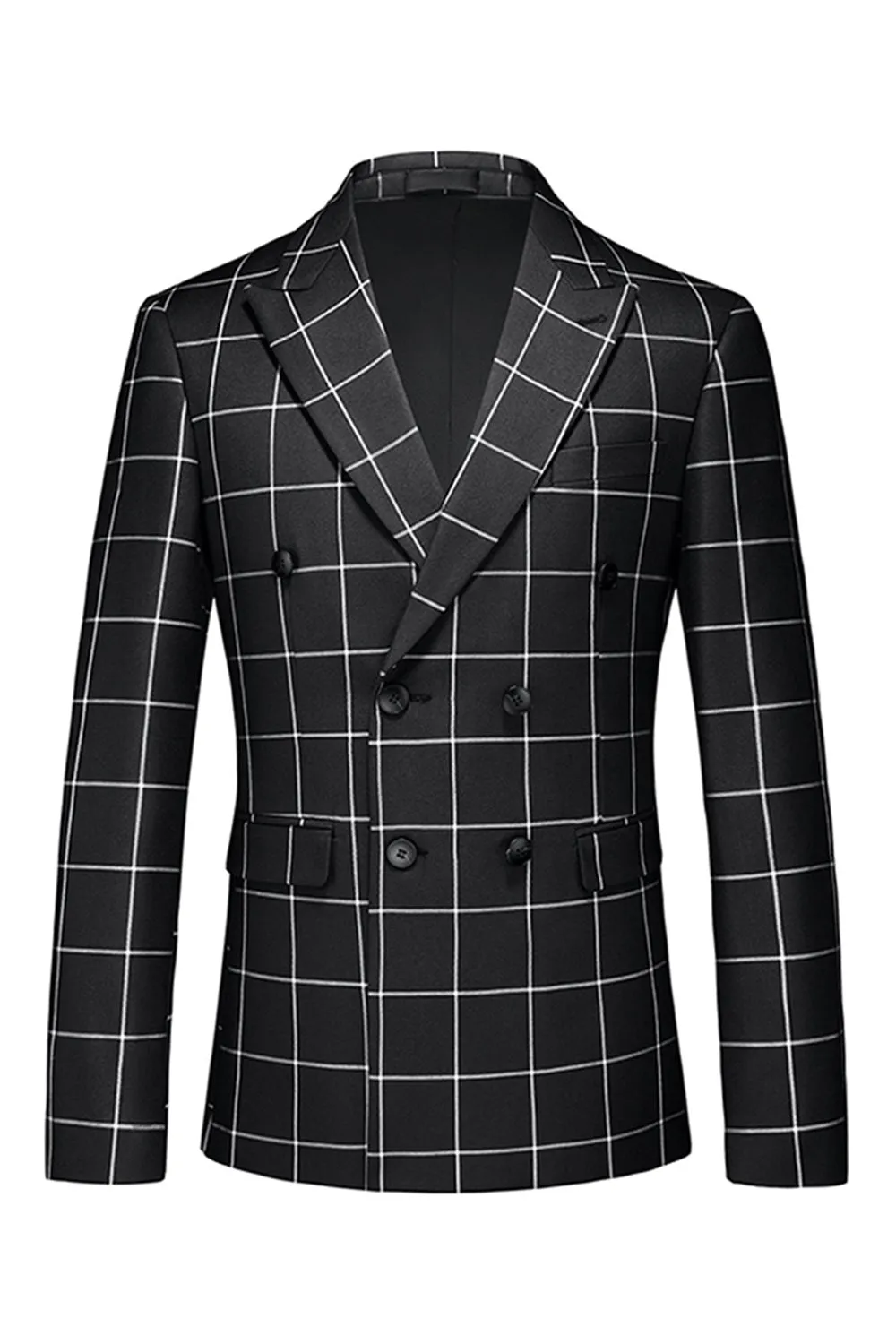 Black Striped 2 Pieces Peaked lapel Men's Prom Suits sold by Zapaka product image thumbnail 2