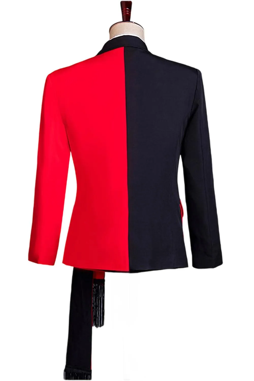 Black and Red 2 Piece Peak Lapel Men's Suit with Sash sold by Zapaka product image thumbnail 2