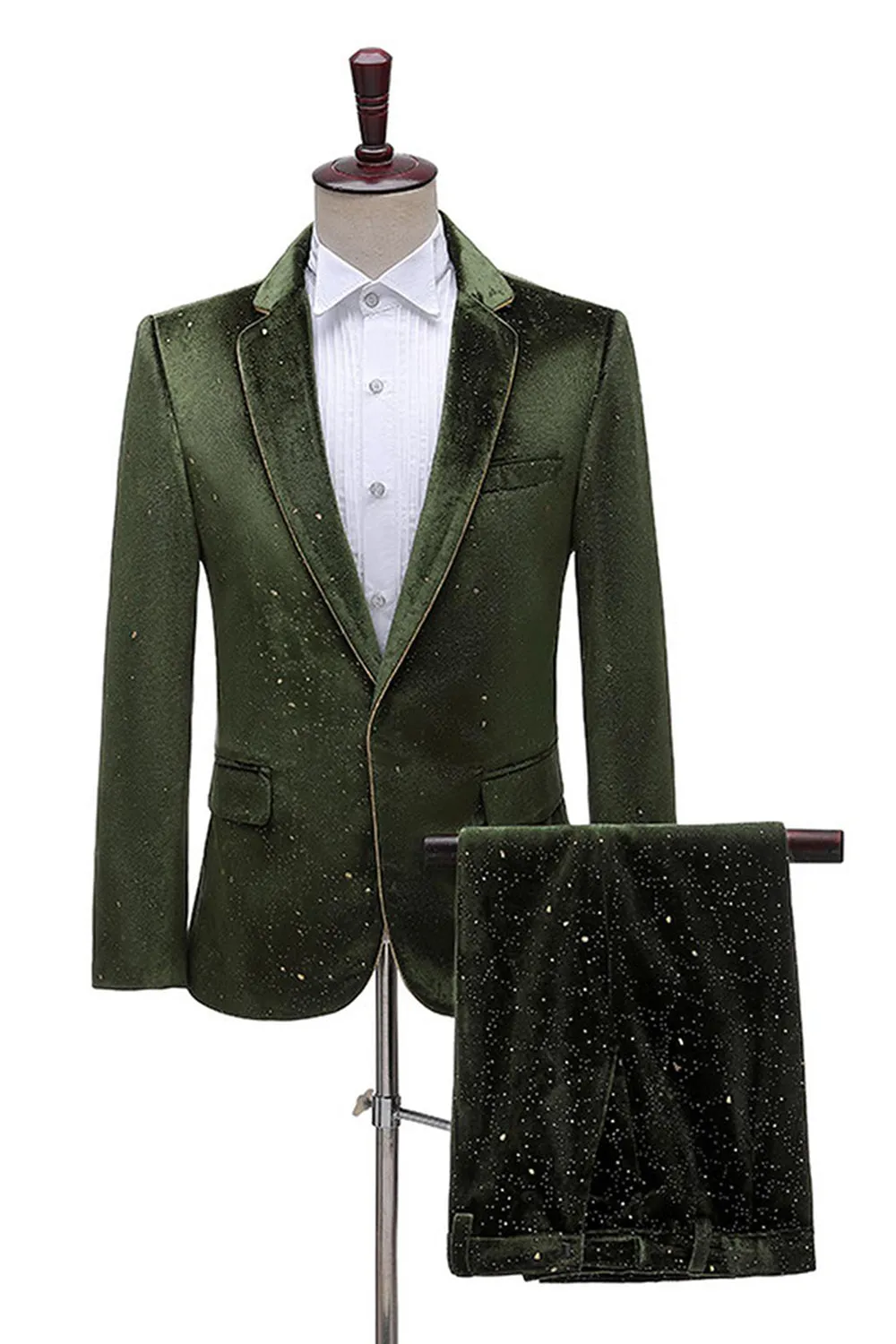 Glitter Green Notched Lapel 2 Piece Men's Prom Suit sold by Zapaka