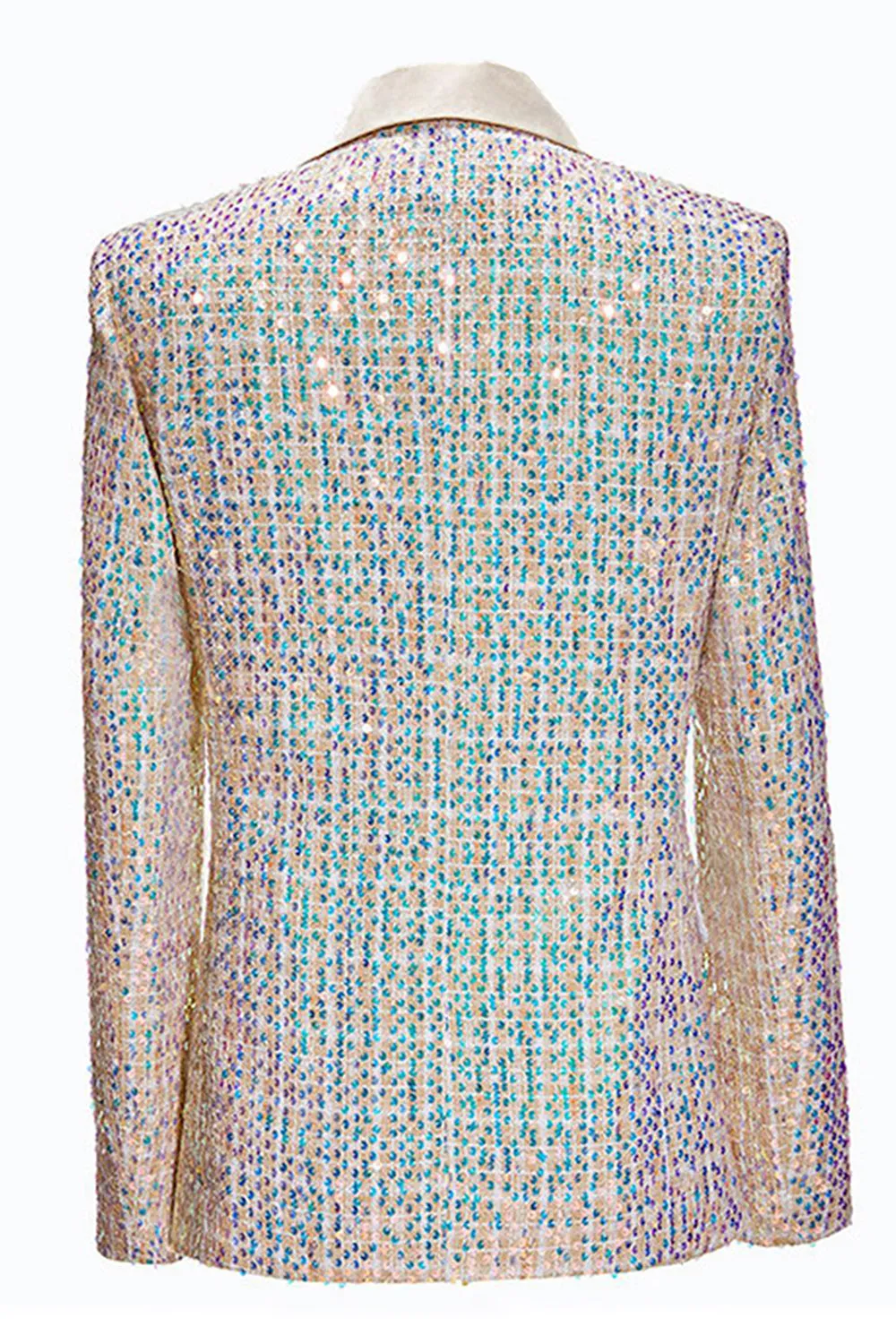 Sparkly Champagne Notched Lapel 2 Piece Men's Prom Suits with Sequins sold by Zapaka product image thumbnail 3