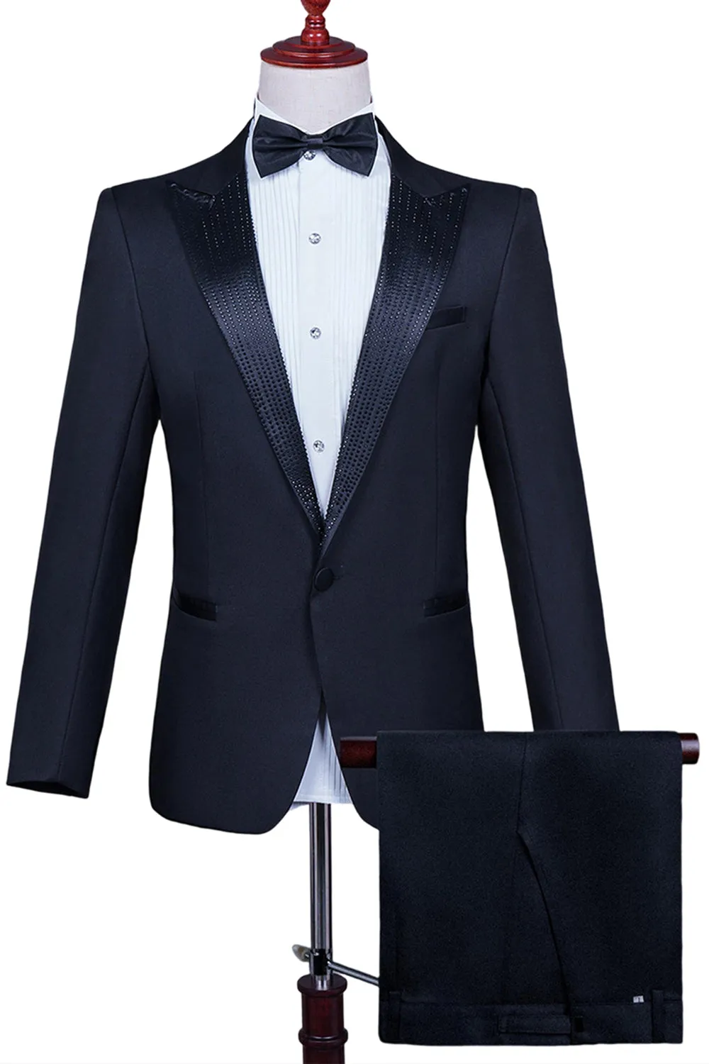 White Peak Lapel 2 Piece One Button Men's Prom Suit with Beading sold by Zapaka product image thumbnail 4