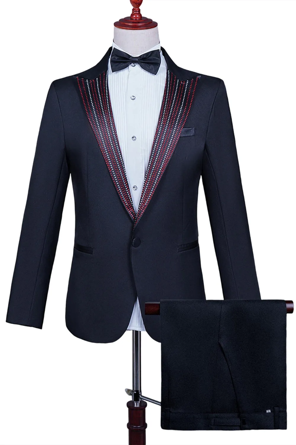 White Peak Lapel 2 Piece One Button Men's Prom Suit with Beading sold by Zapaka product image thumbnail 5