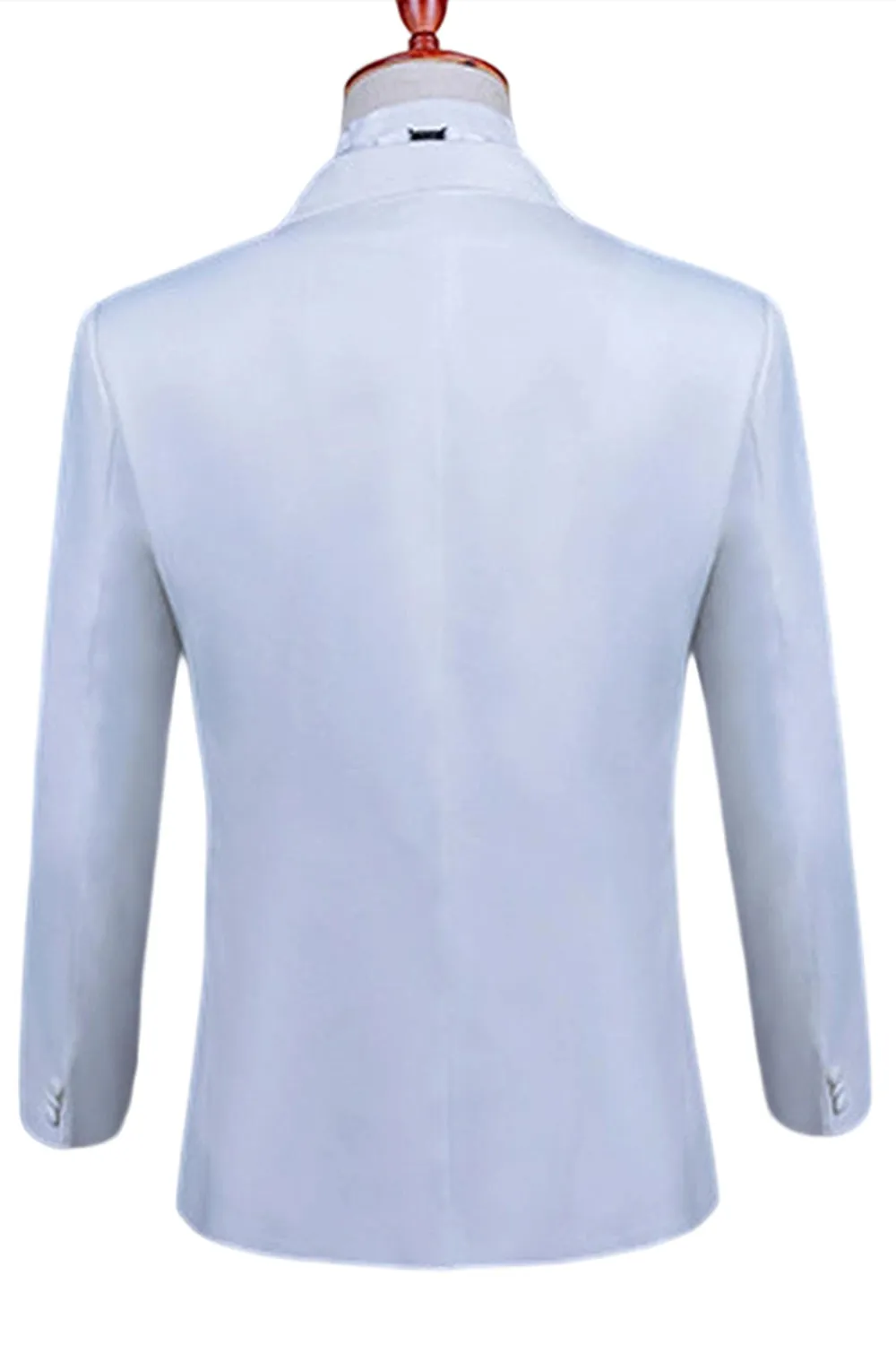 White Peak Lapel 2 Piece One Button Men's Prom Suit with Beading sold by Zapaka product image thumbnail 2