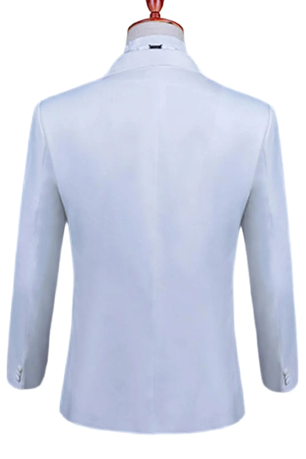 White Shawl Lapel Slim Fit 2 Piece Men's Prom Suit with Beading sold by Zapaka product image thumbnail 2