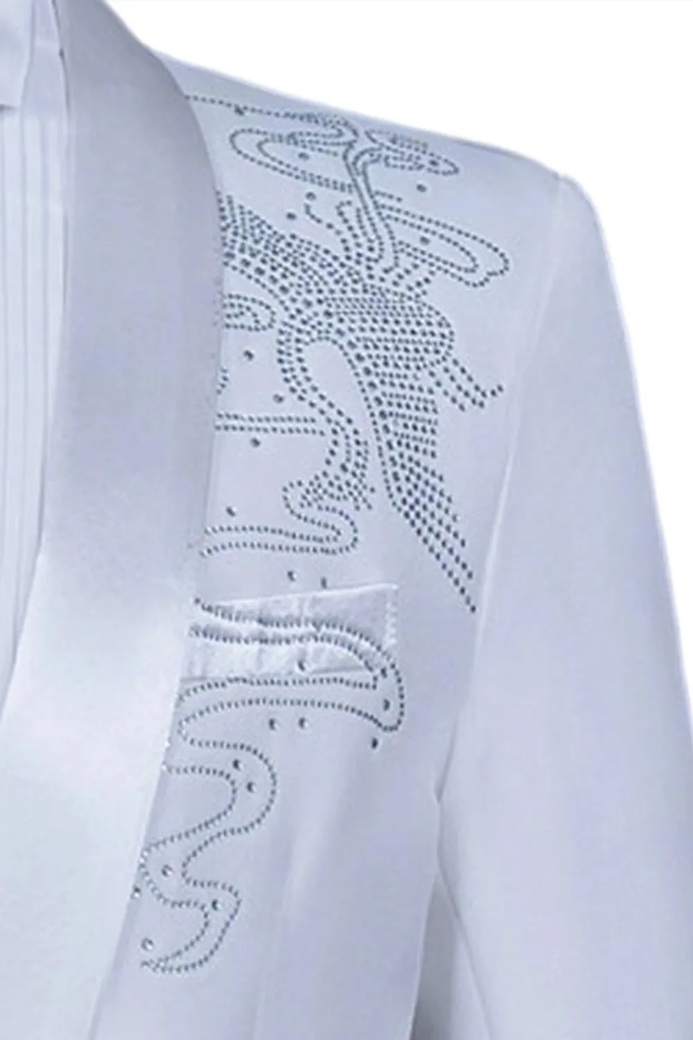 White Shawl Lapel Slim Fit 2 Piece Men's Prom Suit with Beading sold by Zapaka product image thumbnail 3