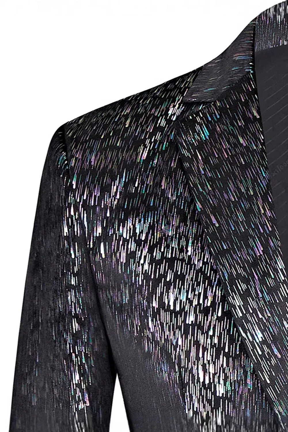 Sparkly Black Notched Lapel 2 Piece Men's Prom Suit with 3D Flower sold by Zapaka product image thumbnail 5