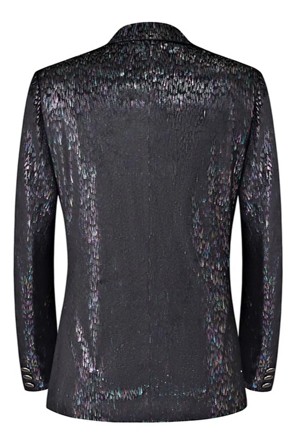 Sparkly Black Notched Lapel 2 Piece Men's Prom Suit with 3D Flower sold by Zapaka product image thumbnail 3