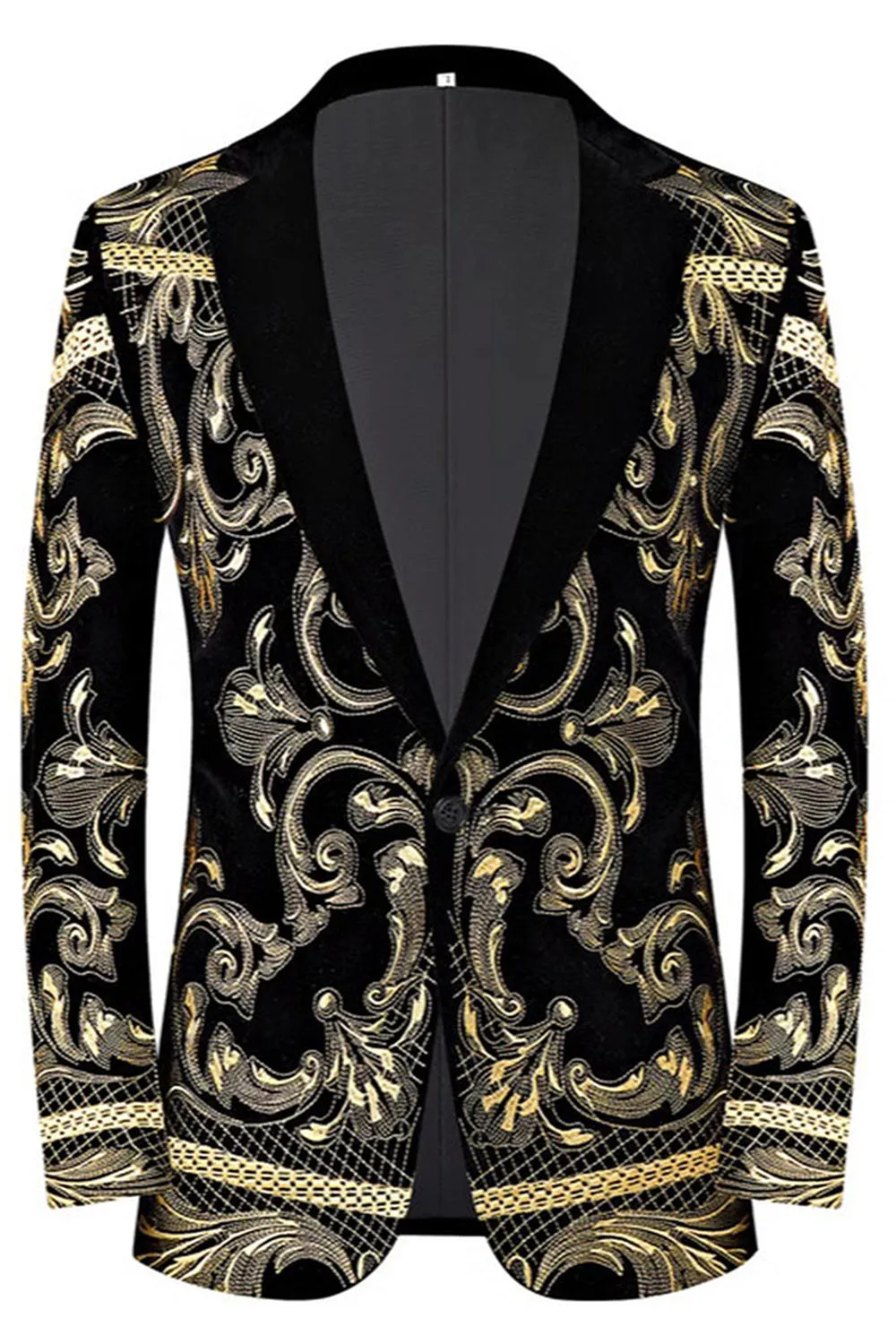 Men's Golden Jacquard 2 Piece Notched Lapel Prom Suits sold by Zapaka product image thumbnail 2