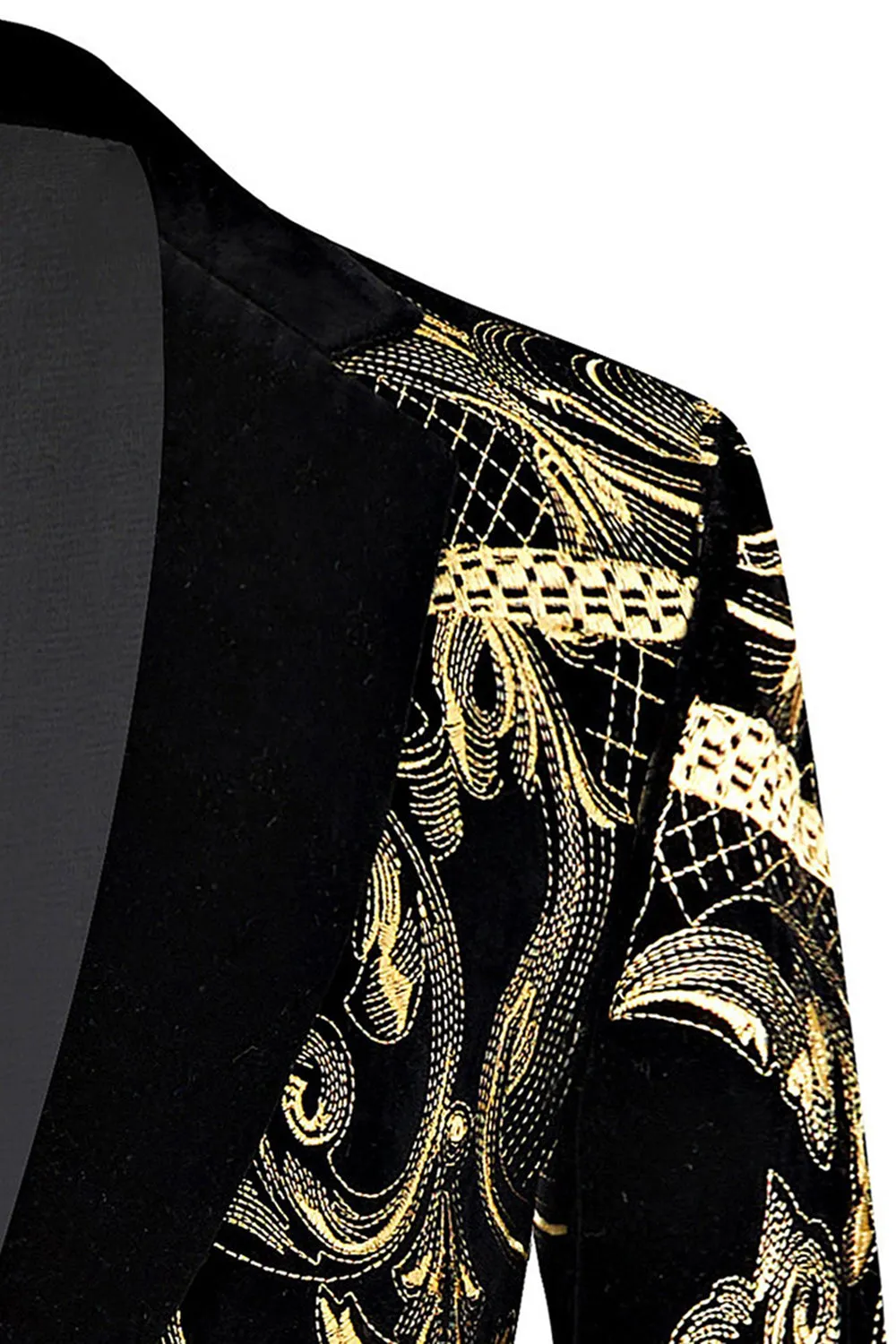 Men's Golden Jacquard 2 Piece Notched Lapel Prom Suits sold by Zapaka product image thumbnail 4