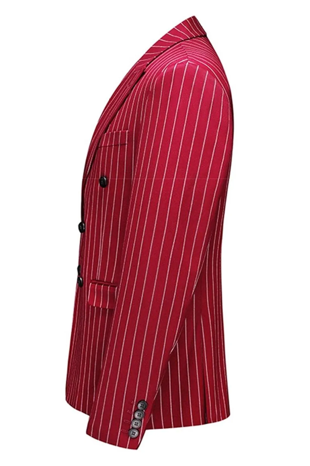 Red Striped Peak Lapel 3-Piece Men Suits sold by Zapaka product image thumbnail 4