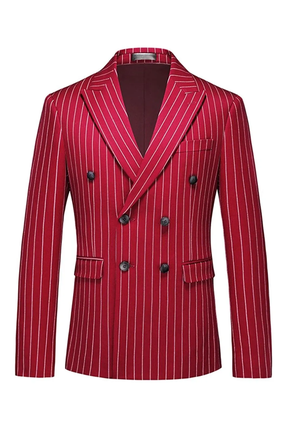 Red Striped Peak Lapel 3-Piece Men Suits sold by Zapaka product image thumbnail 2