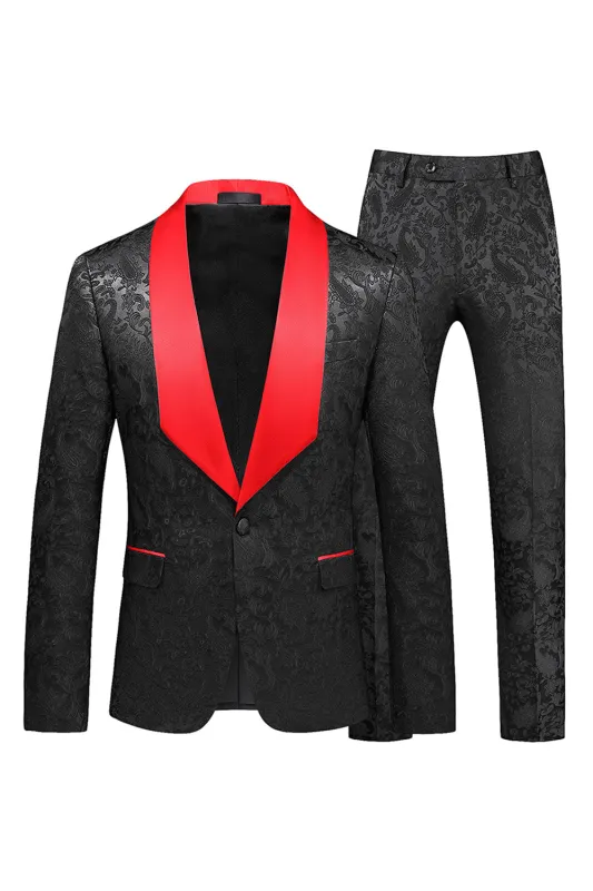 Black Shawl Lapel One Button 2-piece Men Prom Suits sold by Zapaka