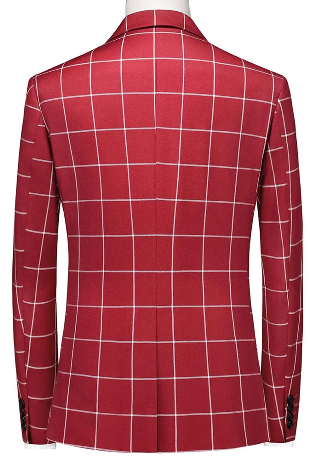 Red Striped Peaked lapel 3 Pieces Men's Prom Suits sold by Zapaka product image thumbnail 3