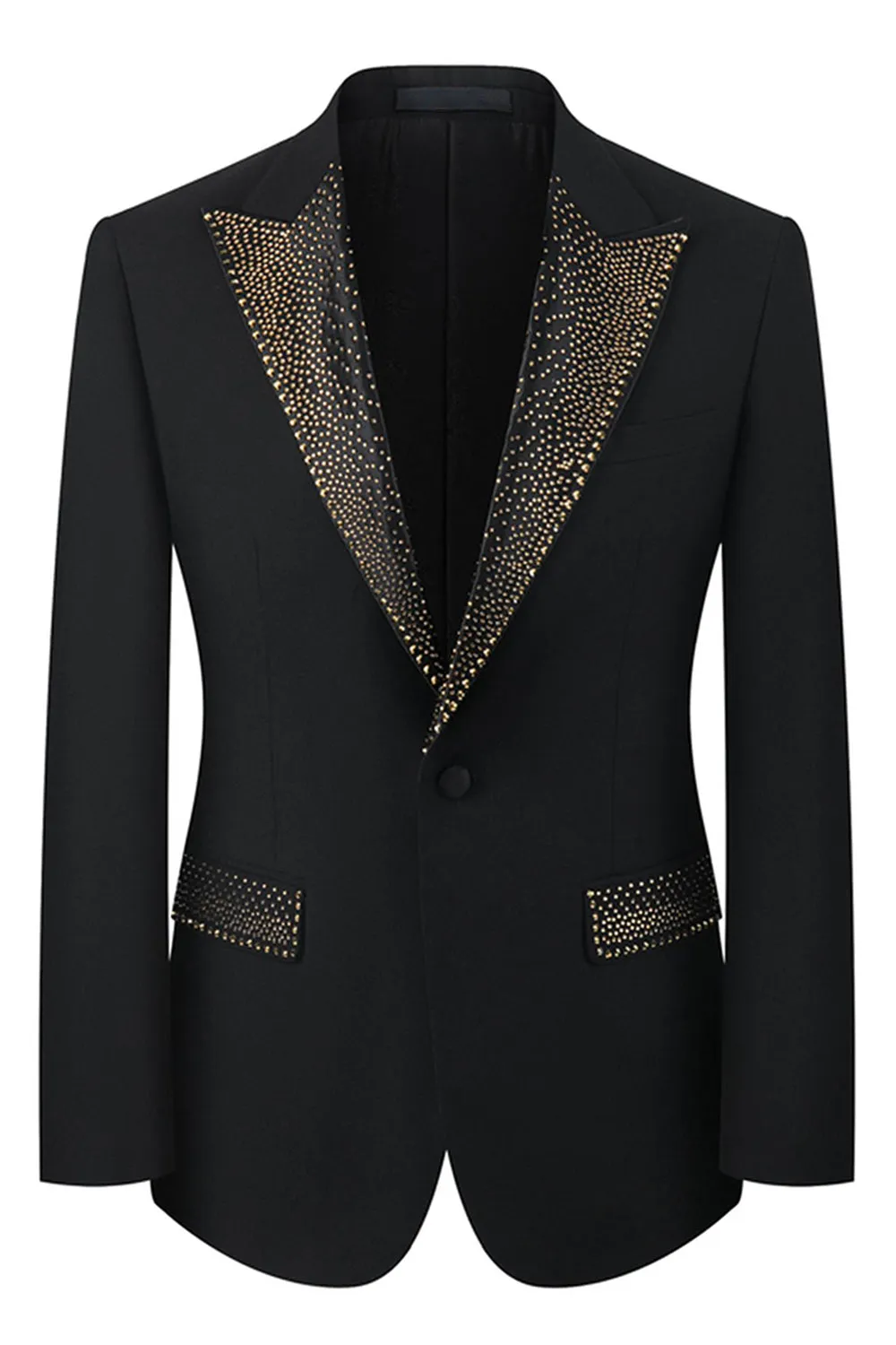 Black Peak Lapel Beaded 3-Piece Men Suits sold by Zapaka product image thumbnail 2