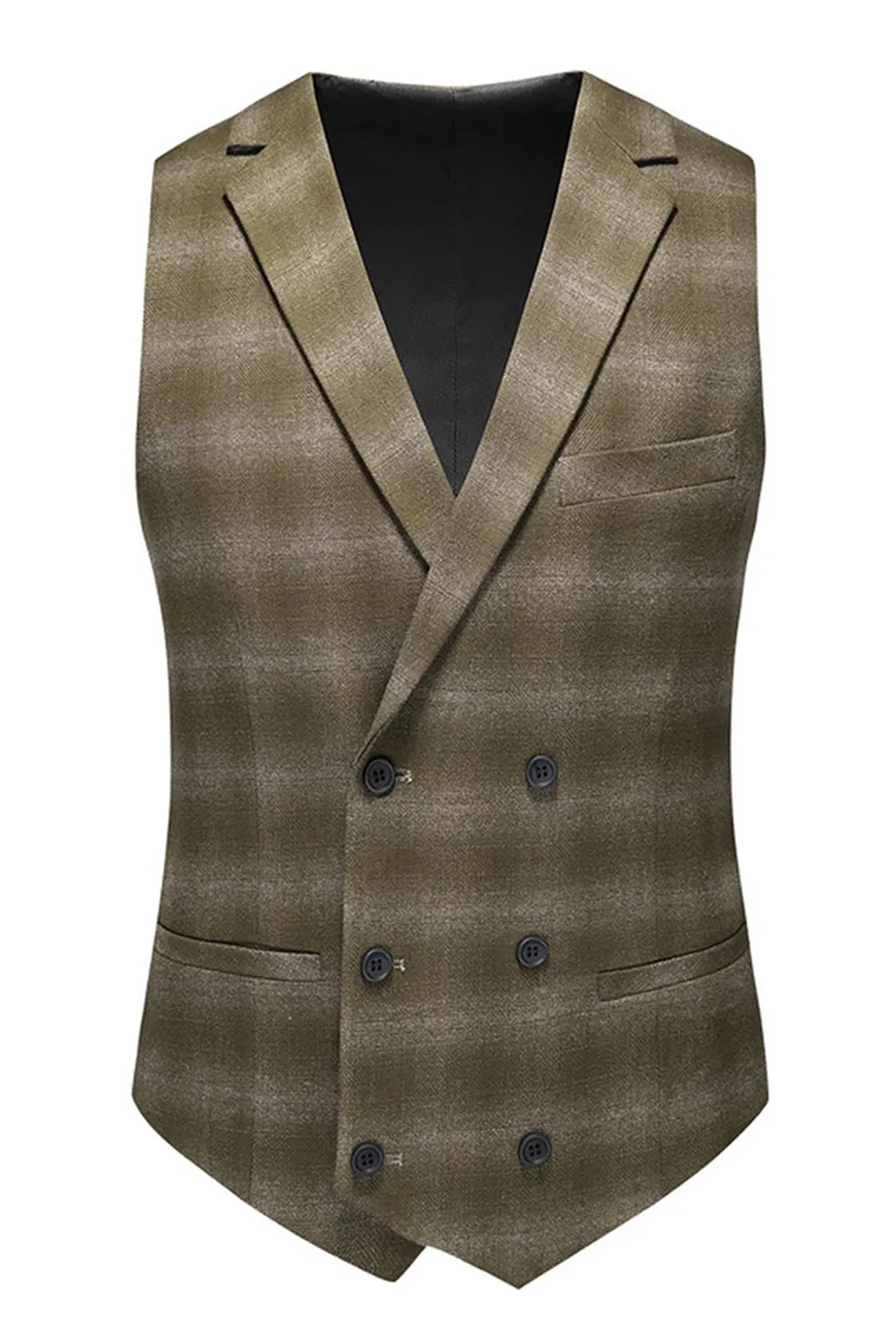 Men's Army Green Striped Peaked Lapel 3 Pieces Formal Suits sold by Zapaka product image thumbnail 3