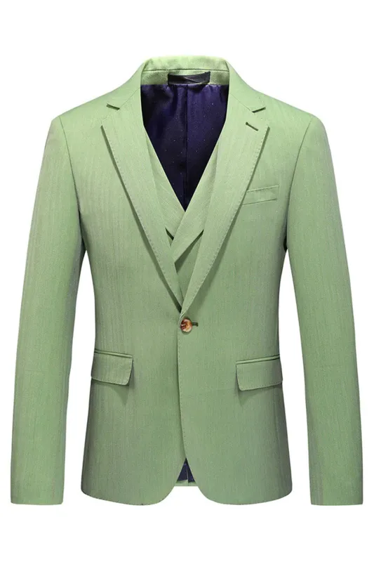 Light Green Notched Lapel 3 Pieces Men's Formal Suits sold by Zapaka