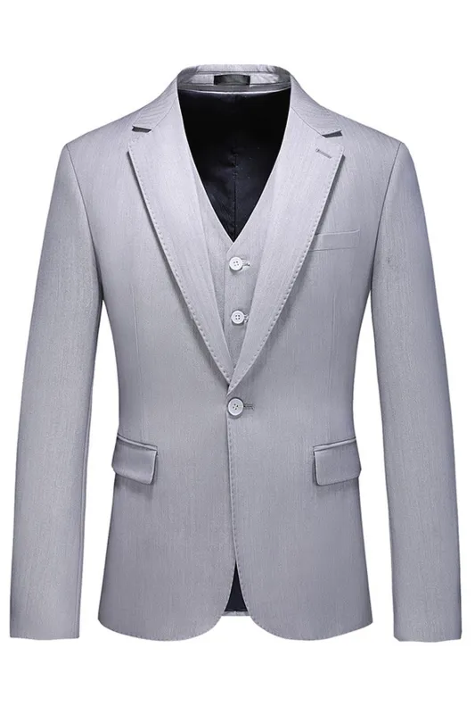 Light Grey 3 Pieces Notched Lapel Men's Formal Suits sold by Zapaka