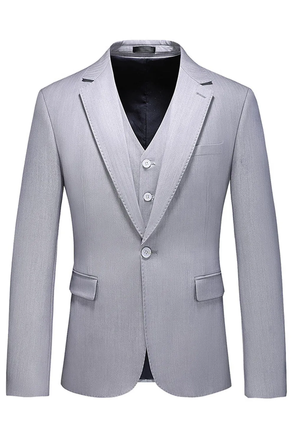 Light Grey 3 Pieces Notched Lapel Men's Formal Suits sold by Zapaka