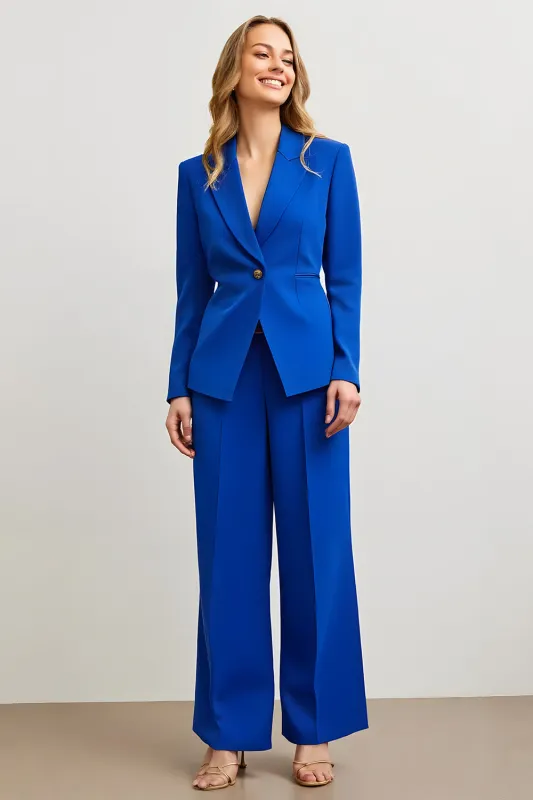 Royal Blue 2 Piece One Button Slim Fit Work Suits sold by Zapaka