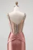 Blush Corset Mermaid Long Prom Dress with Rhinestones sold by Zapaka