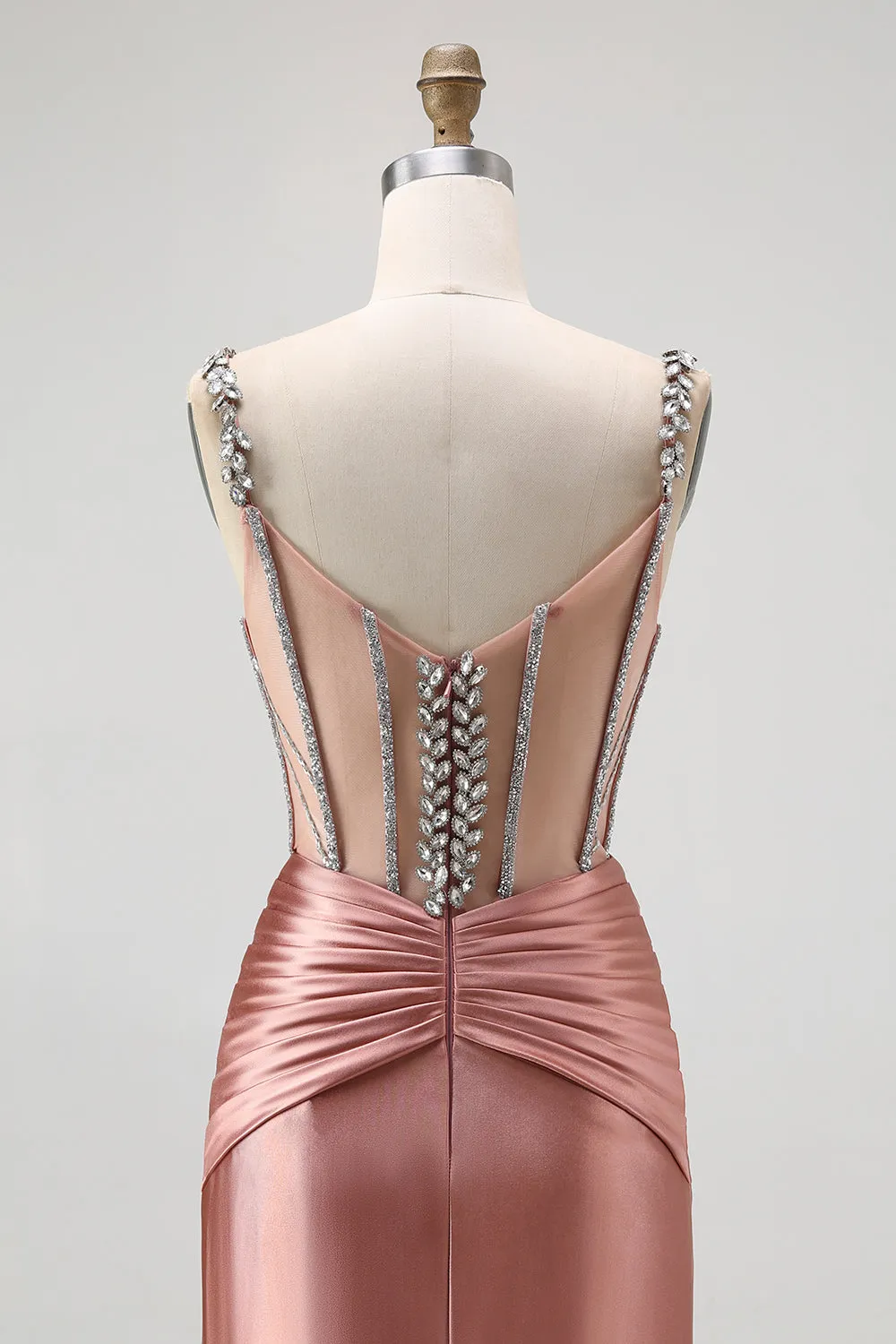 Blush Corset Mermaid Long Prom Dress with Rhinestones sold by Zapaka product image thumbnail 5