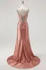 Blush Corset Mermaid Long Prom Dress with Rhinestones sold by Zapaka