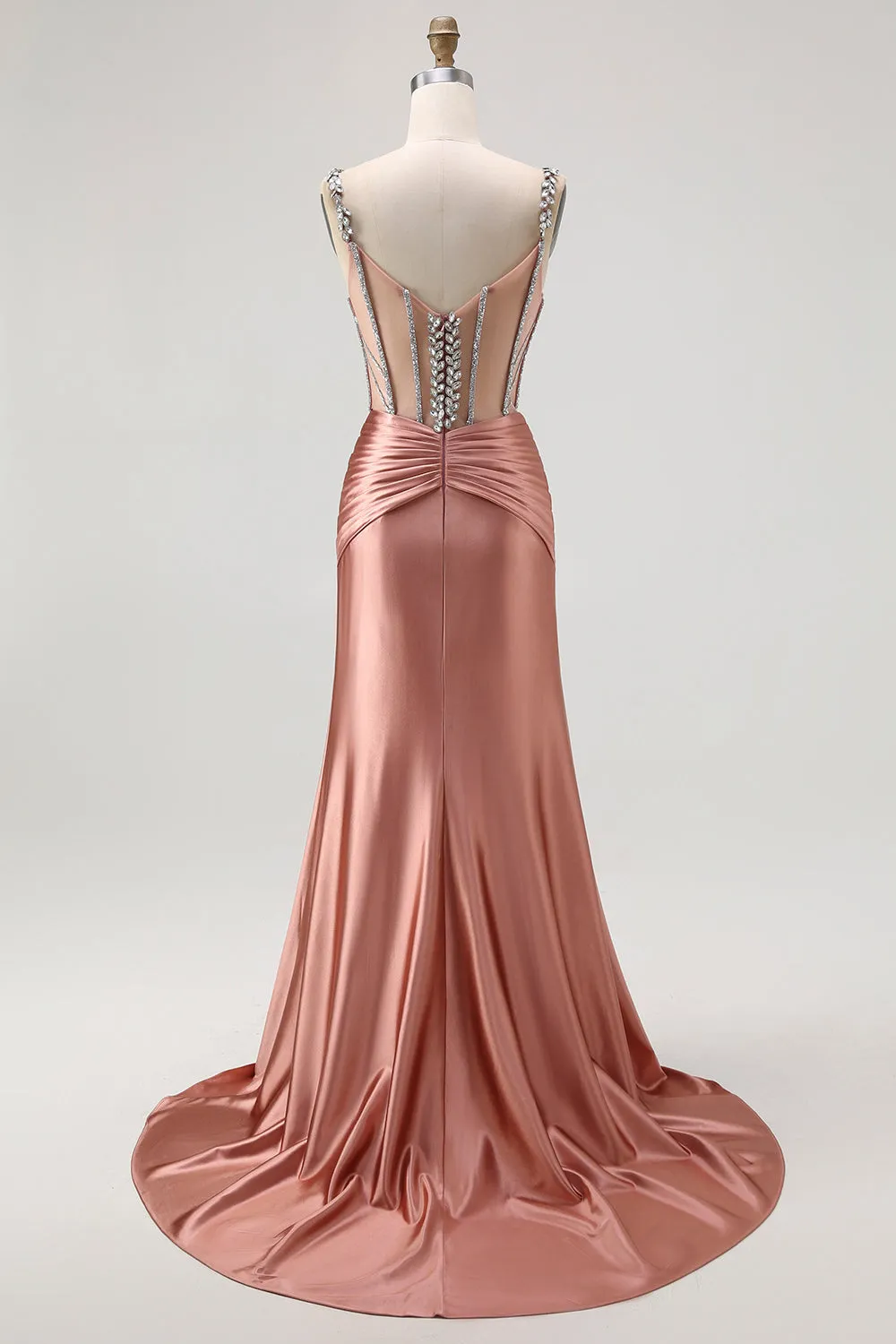 Blush Corset Mermaid Long Prom Dress with Rhinestones sold by Zapaka product image thumbnail 2