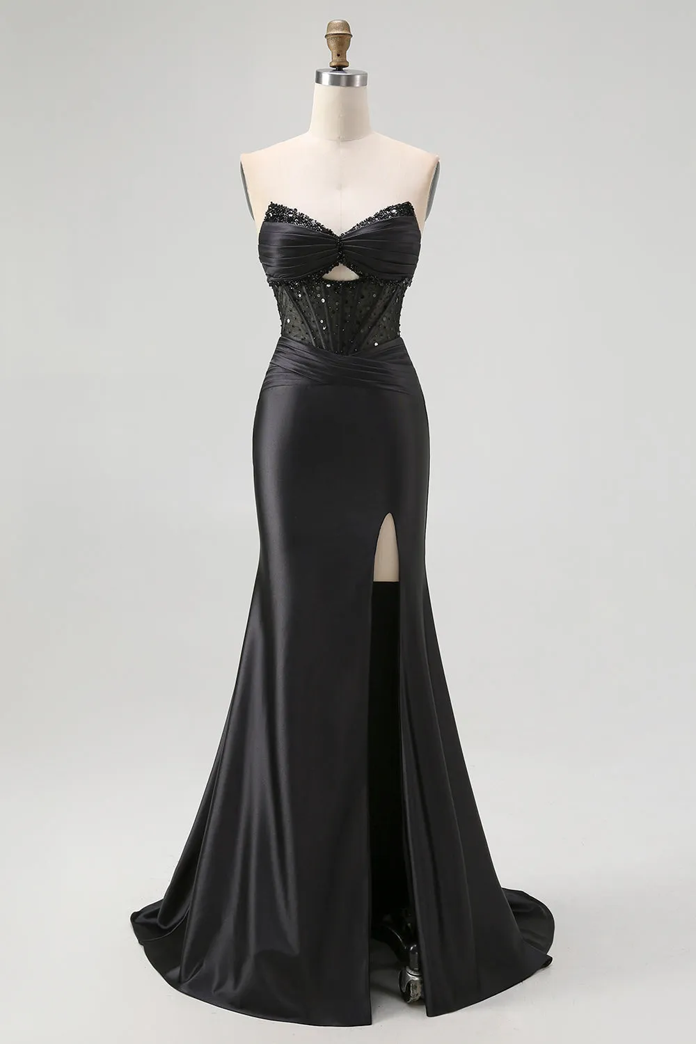 Strapless Sequin Black Corset Mermaid Prom Dress sold by Zapaka