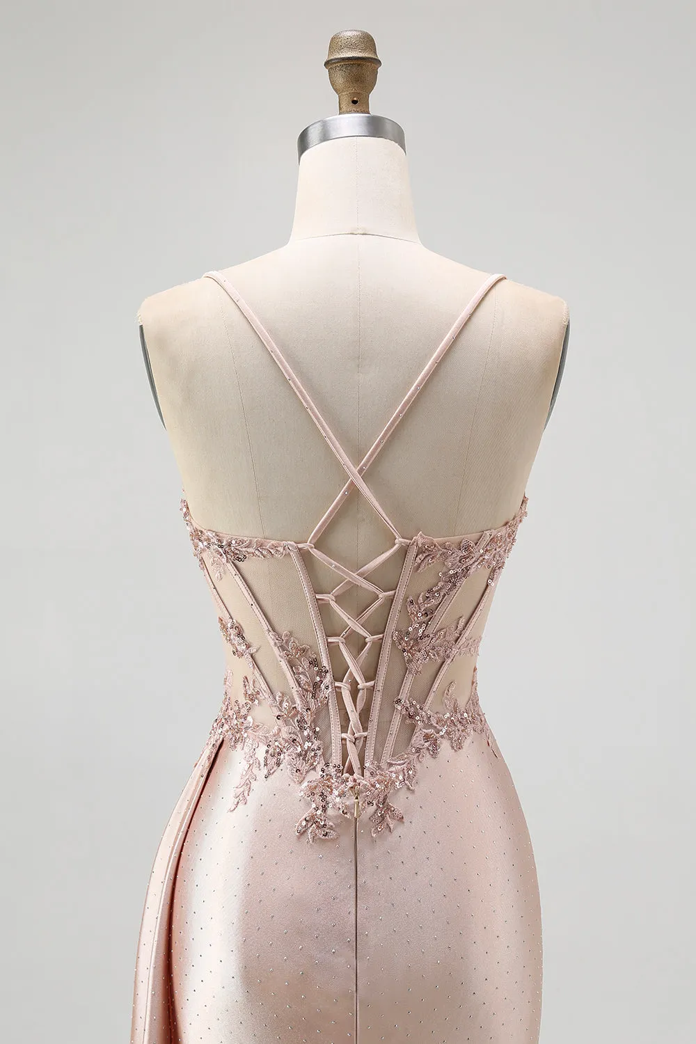 Corset Champagne Mermaid Beaded Long Prom Dress sold by Zapaka product image thumbnail 5