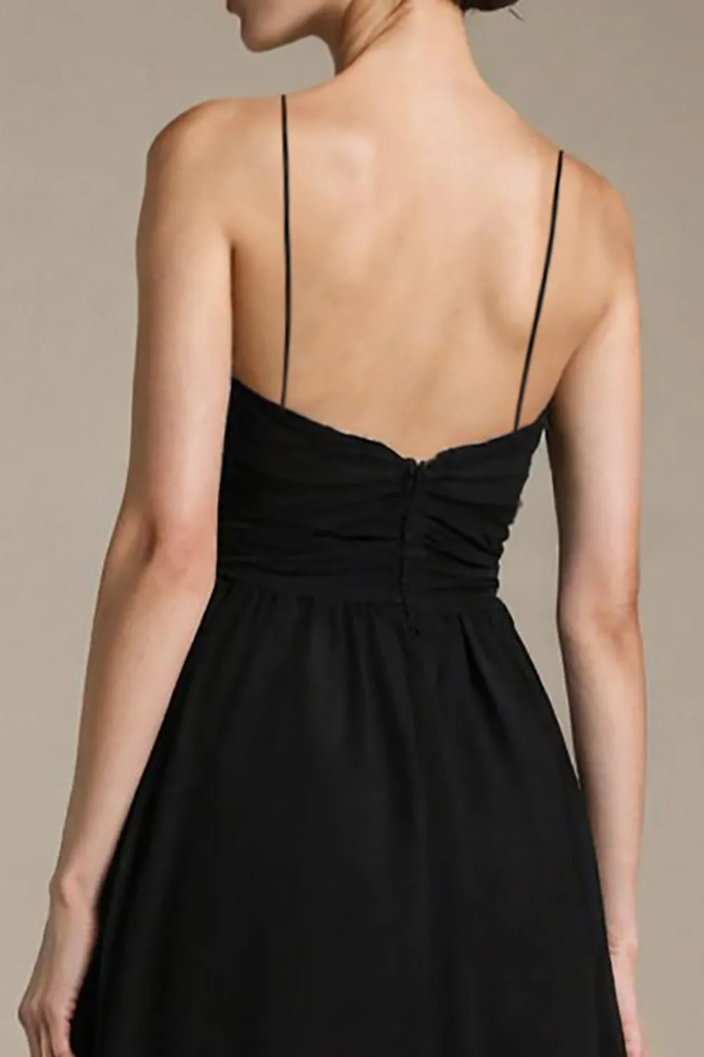 A Line Black V Neck Evening Dress with Slit sold by Zapaka product image thumbnail 4