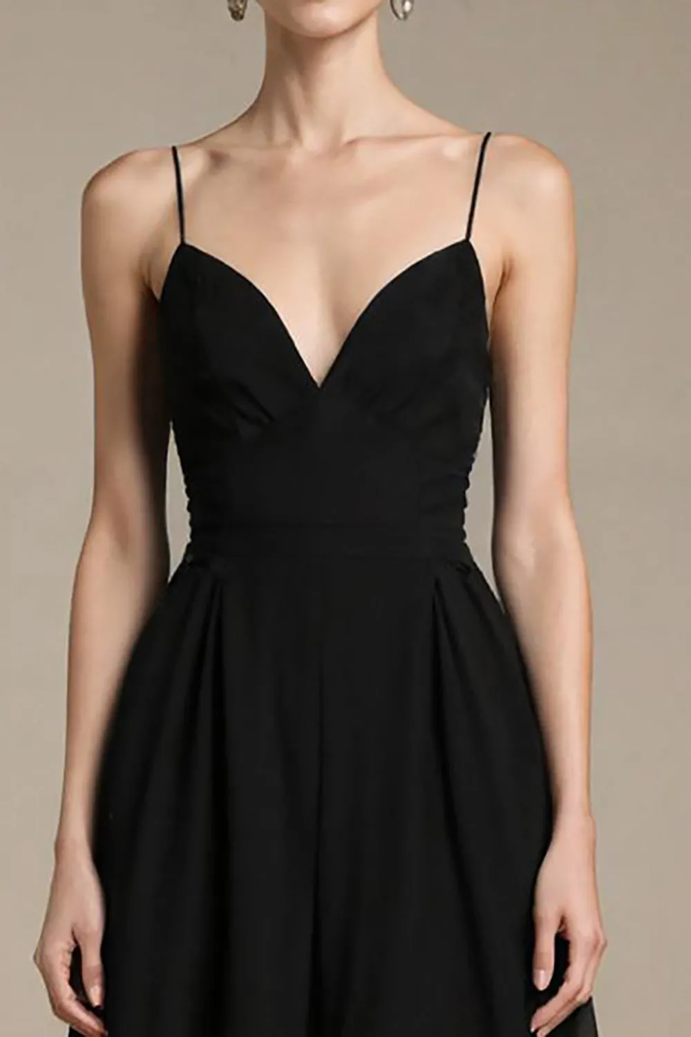 A Line Black V Neck Evening Dress with Slit sold by Zapaka product image thumbnail 3