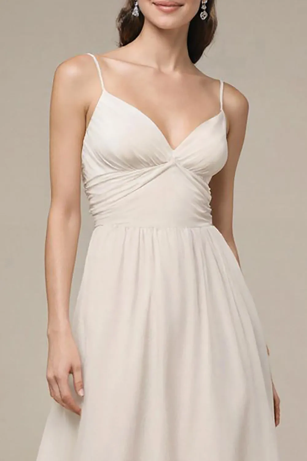 Ivory Spaghetti Straps A Line Evening Dress sold by Zapaka product image thumbnail 3