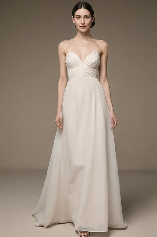 Strapless A Line Ivory Long Evening Dress sold by Zapaka