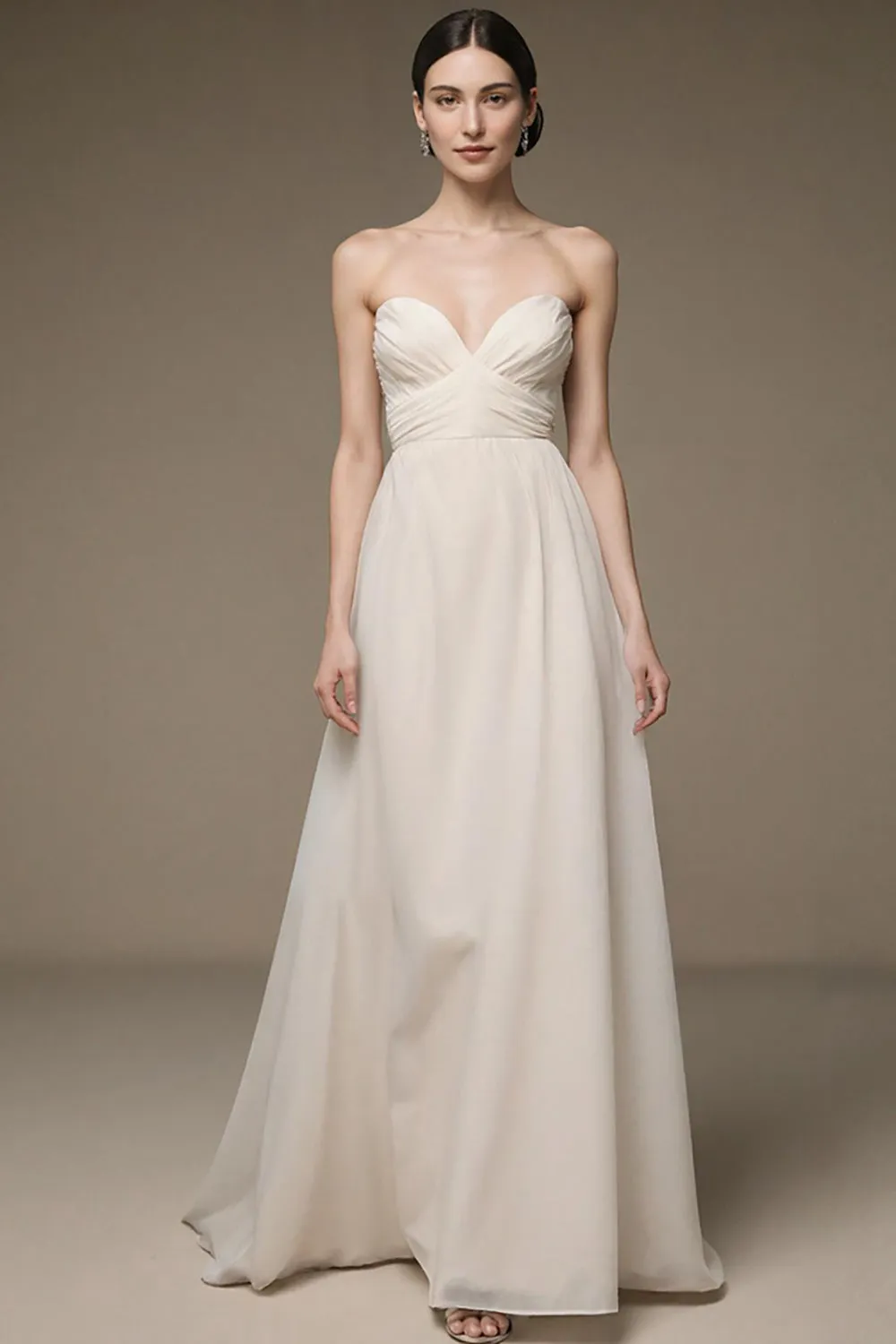 Strapless A Line Ivory Long Evening Dress sold by Zapaka