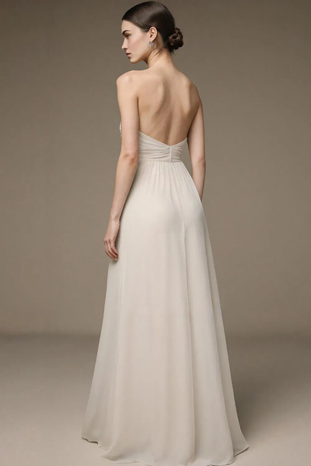 Strapless A Line Ivory Long Evening Dress sold by Zapaka product image thumbnail 2