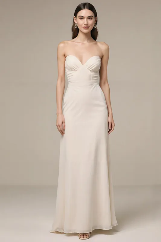Strapless Ivory Sheath Evening Dress sold by Zapaka