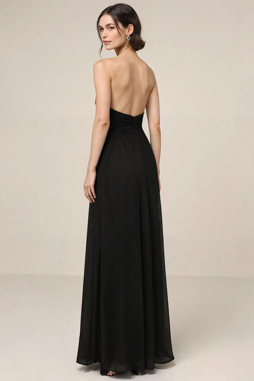 Strapless A Line Black Long Evening Dress sold by Zapaka product image thumbnail 2