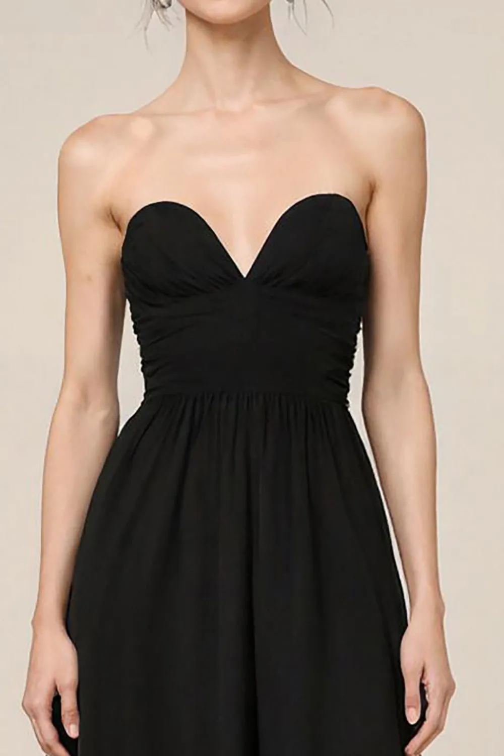 Strapless A Line Black Long Evening Dress sold by Zapaka product image thumbnail 3