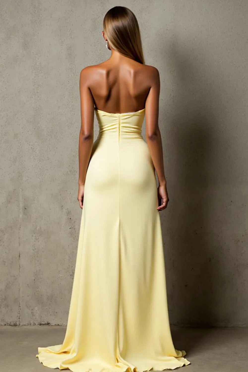 Daffodil Chiffon High-Low Ruched Strapless Evening Dress sold by Zapaka product image thumbnail 2