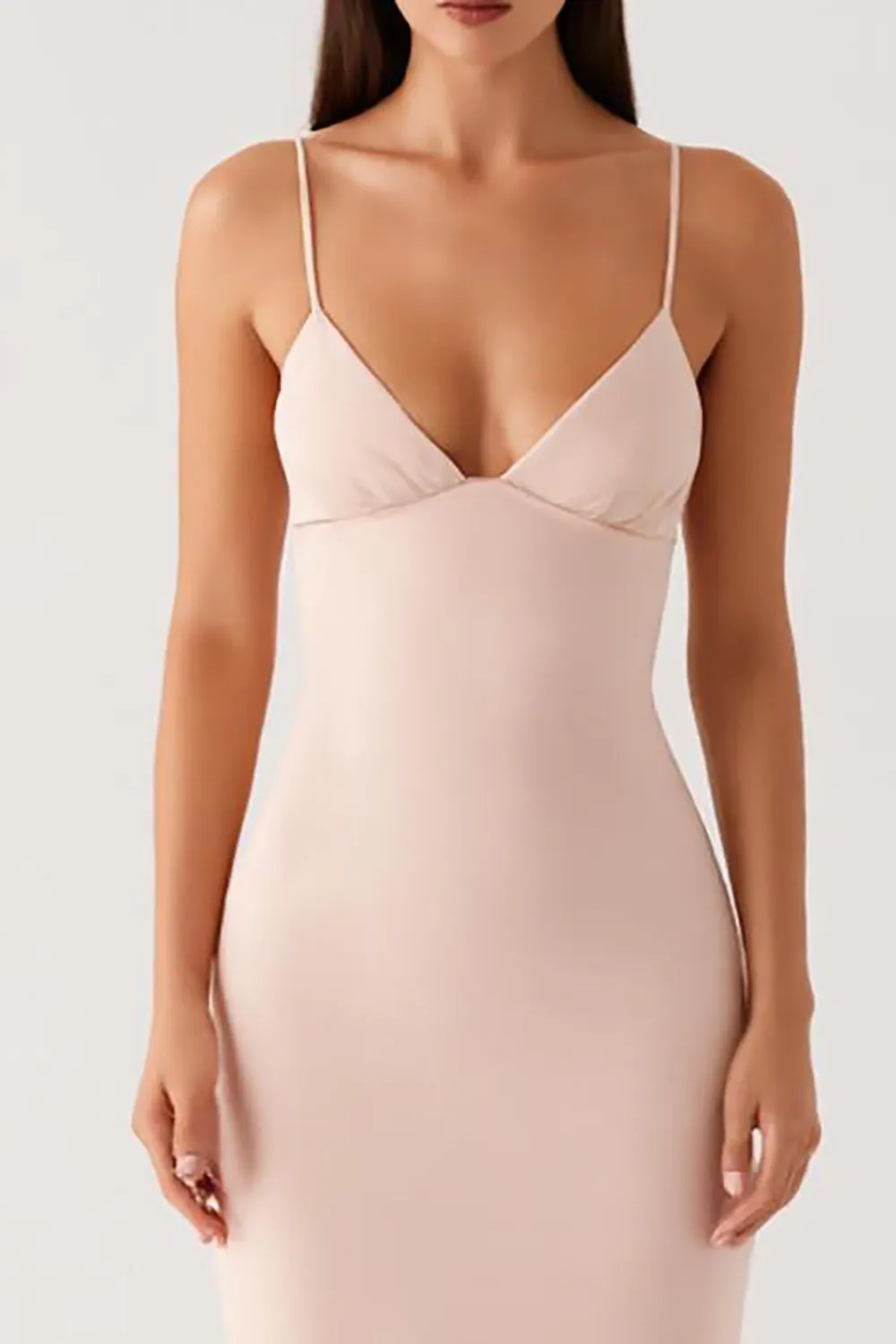 Apricot Chiffon Spaghetti Straps Sheath Long Evening Dress sold by Zapaka product image thumbnail 3