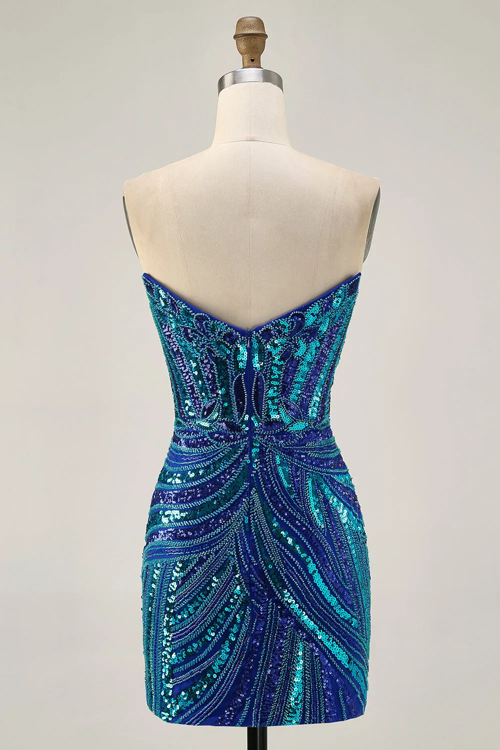 Sparkly Royal Blue Strapless Sequins Short Tight Homecoming Dress with Beading sold by Zapaka product image thumbnail 2