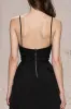A Line Spaghetti Straps Black Tie Dress with Slit sold by Zapaka