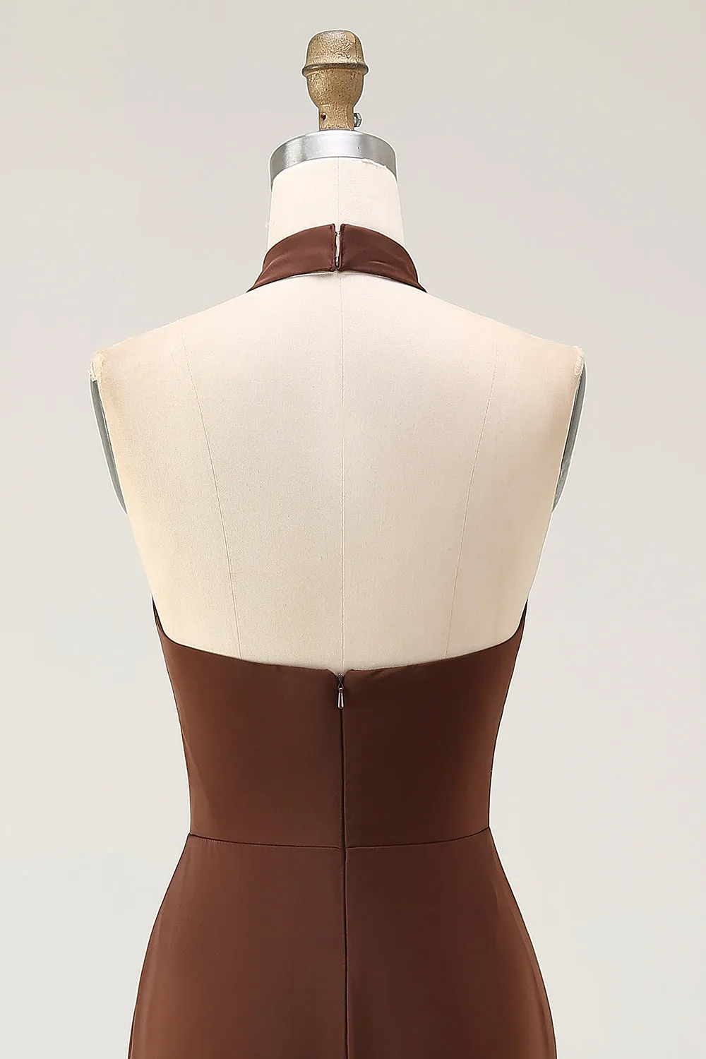 Mermaid Halter Coffee Open Back Long Formal Dress sold by Zapaka product image thumbnail 5