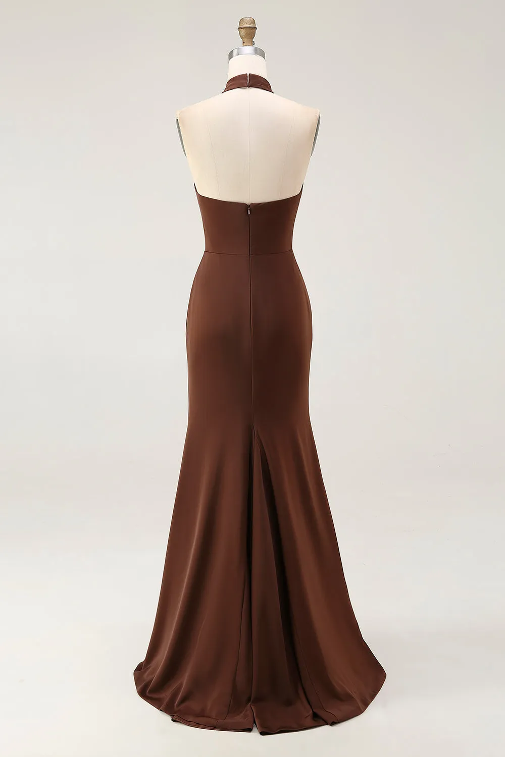 Mermaid Halter Coffee Open Back Long Formal Dress sold by Zapaka product image thumbnail 2