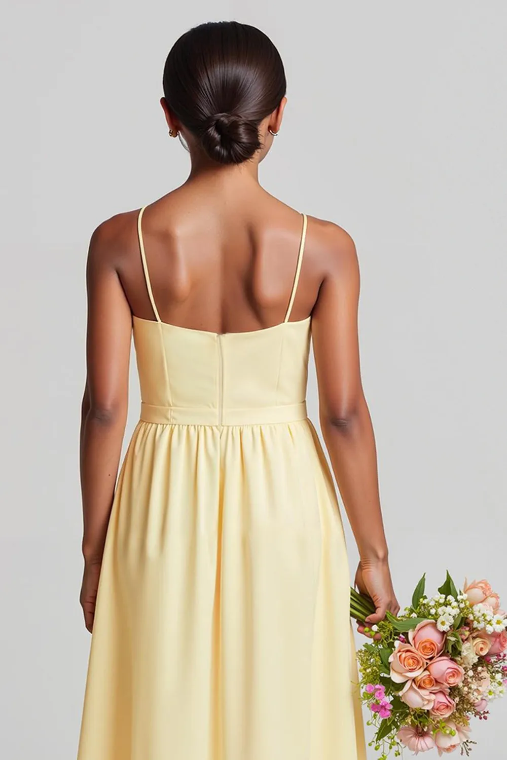 Daffodil A Line Chiffon Spaghetti Straps Long Junior Bridesmaid Dress sold by Zapaka product image thumbnail 4