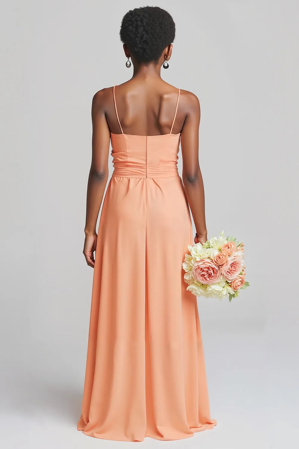 Sunset Sheath Chiffon Spaghetti Straps Long Junior Bridesmaid Dress sold by Zapaka product image thumbnail 2