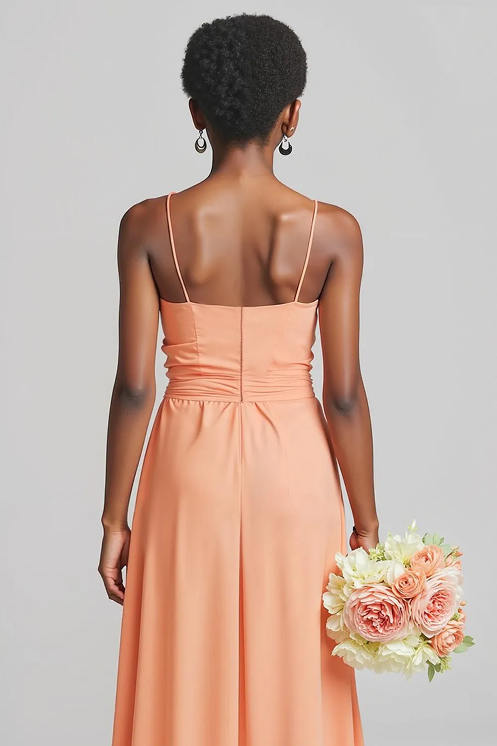 Sunset Sheath Chiffon Spaghetti Straps Long Junior Bridesmaid Dress sold by Zapaka product image thumbnail 4